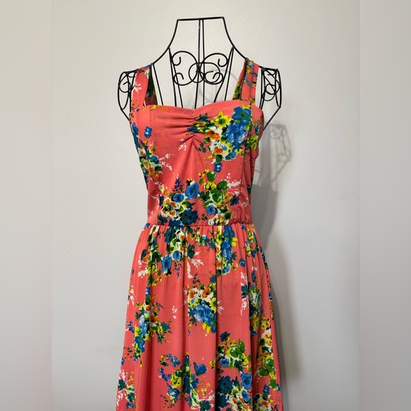 Coral Floral Sundress - Size S - Picture 2 of 4